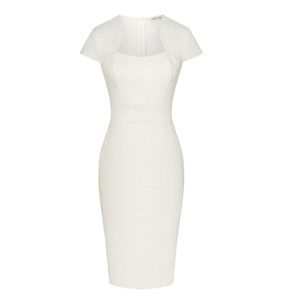 NWT GRACE KARIN Women's Gorgeous Pencil Dress Cap Sleeve Tweed Pencil Dress